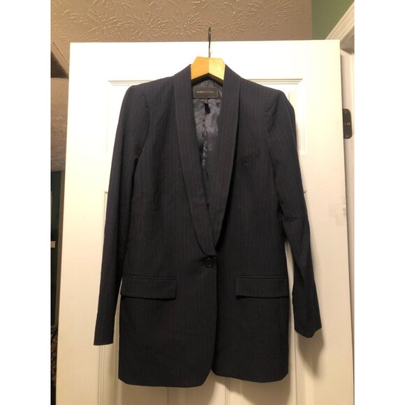 BCBG maxazria women's black striped suit jacket size: M - Picture 2 of 5